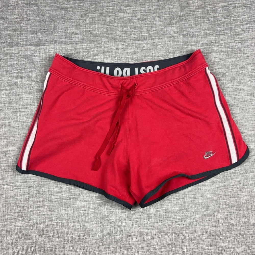 Nike Fit Dry Running Shorts Womens Small Red Lined Drawstring Athletic 3" Inseam